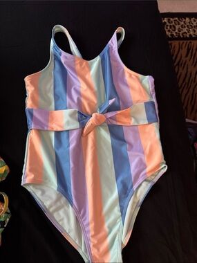 wonder nation Pastel Stripe One-Piece in Mint, Peach & Lavender